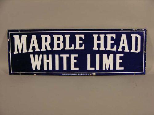 Porcelain Sign Marble Head White Lime