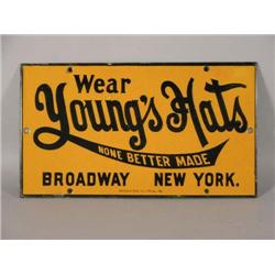 Porcelain Sign For Youngs Hats