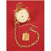 Image 1 : Pocket Watch With Gold Quartz Chain And Fob
