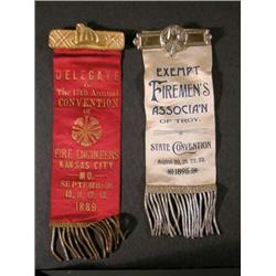 Two Firemans Badge/Ribbons