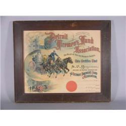 Detroit Firemans Certificate