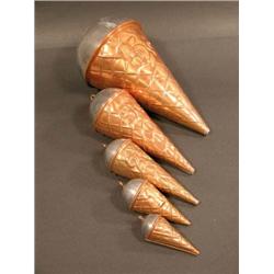 5 Hanging Copper Ice Cream Cones