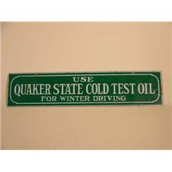 Quaker Cold Test Oil Sign
