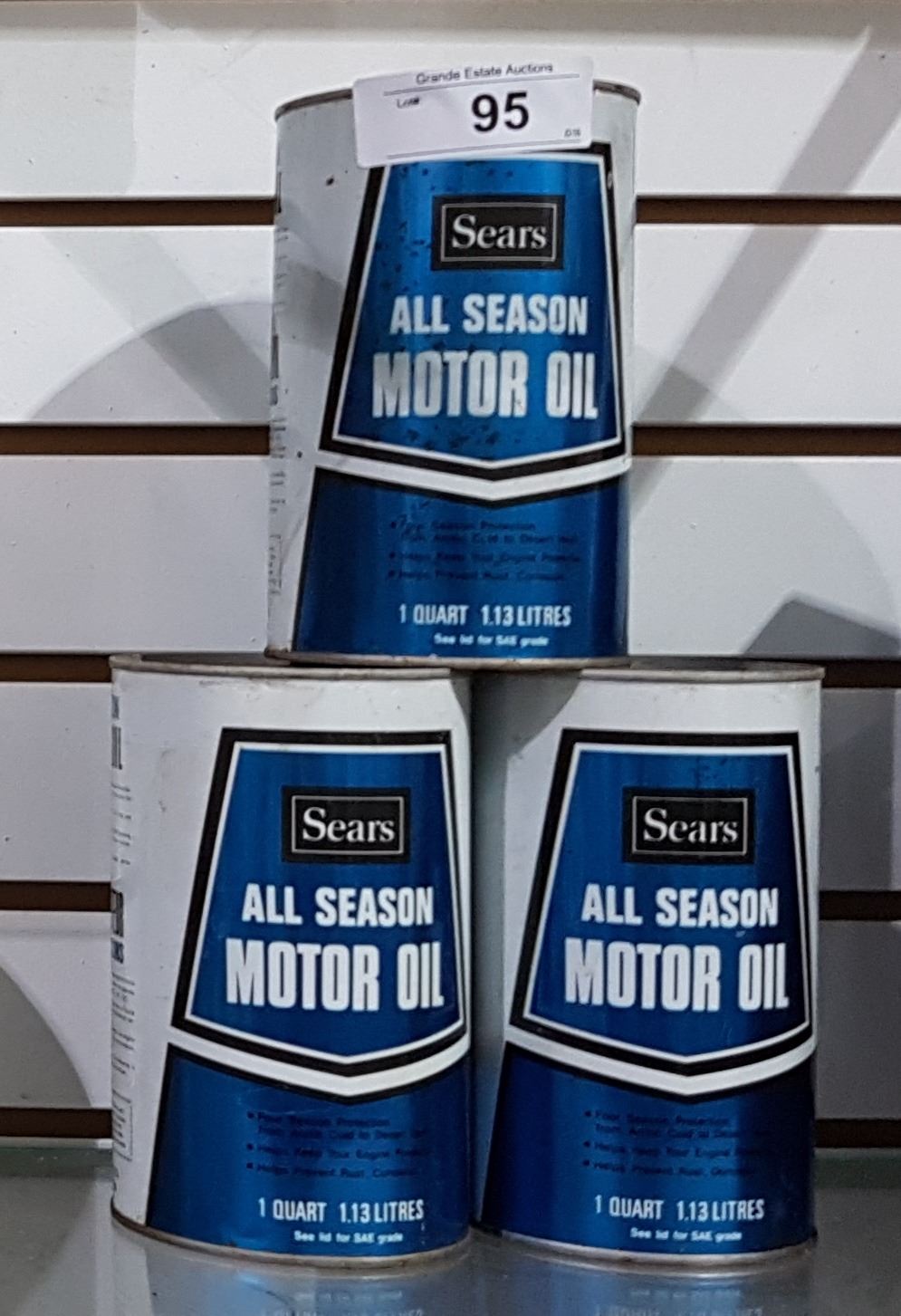 3 VINTAGE SEARS ALL SEASON MOTOR OIL QUARTS