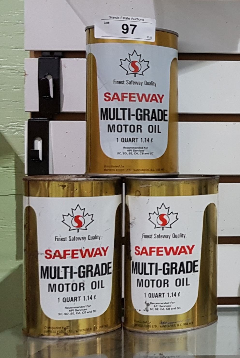 3 VINTAGE SAFEWAY MULTI GRADE MOTOR OIL QUARTS