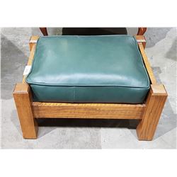MISSION STYLE LEATHER/OAK FOOTSTOOL