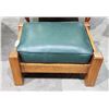 Image 1 : MISSION STYLE LEATHER/OAK FOOTSTOOL