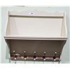 Image 1 : ANTIQUE CUSTOM PAINTED WALL SHELF W/COAT HOOKS