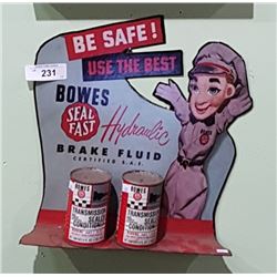 BOWES SEAL FAST METAL SIGN W/2 VINTAGE BOWES TINS