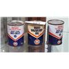 Image 1 : 3 VINTAGE GULF GASLINE ANTIFREEZE & VALVE TOP OIL TINS