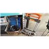Image 1 : FOLDING 2-WHEELED DOLLY AND BOX OF SHOP SUPPLIES