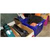 Image 2 : BLUE TOTE W/ SHOP SUPPLIES AND 2 BOXES OF ESTATE ITEMS