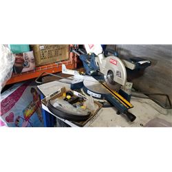T+W RYOBI COMPOUND MITRE SAW WITH ACCESSORY PARTS
