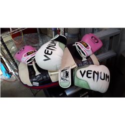 2 PAIRS HIGH END SPARRING GLOVES:VENUM AND ARAHI W/KICKPAD