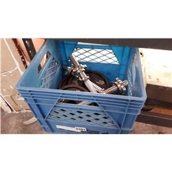 BLUE CRATE OF DUMBELLS