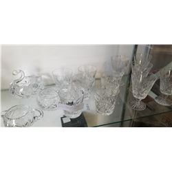 CRYSTAL STEMWARE AND PINWHEEL SWAN AND CREAM AND SUGAR