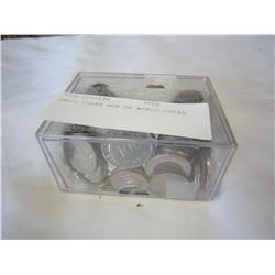 SMALL CLEAR BOX OF WORLD COINS