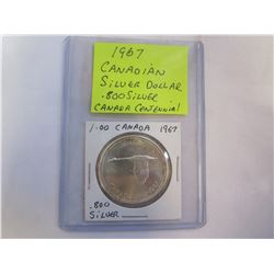 1967 CANADIAN SILVER DOLLAR .800 CANADA CENTENNIAL