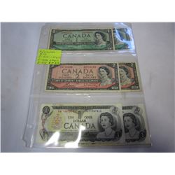 6 CANADIAN BILLS 2 - 1954 $1 BILLS 2 1954 $2 BILLS 2 1973 $1 BILLS