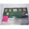 Image 1 : 1796-1996 GEORGE WASHINGTON COMMEMORATIVE SET, SOLID BRONZE METAL WITH 24K GOLD PLATING, 4 1932 STAM