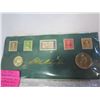 Image 3 : 1796-1996 GEORGE WASHINGTON COMMEMORATIVE SET, SOLID BRONZE METAL WITH 24K GOLD PLATING, 4 1932 STAM