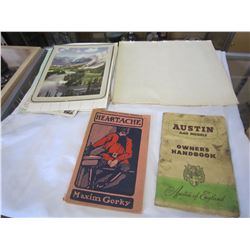 LOT OC COLLECTIBLE PAPER GOODS UTO MANUAL AND FLY TYING 1931 PAPER AND CAPILANO STADIUM PHOTOS