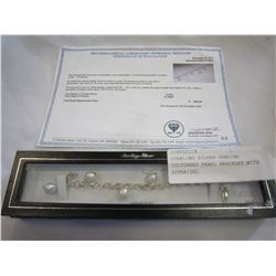 STERLING SILVER GENUINE CULTUREED PEARL BRACELET WITH APPRAISEL