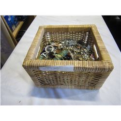 WICKER BOX OF JEWELERY