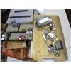 Image 2 : LEATHER PURSES, JEWELERY, COLLECTABLES, RESIN BOTTLE, AND SILVER INLAID JEWELERY BOX