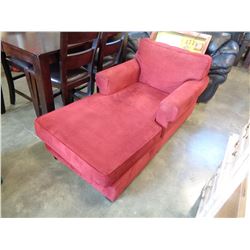 RED UPHOLSTERED CHAISE