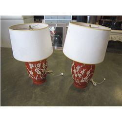 PAIR OF PORCELAIN FLOWER LAMPS