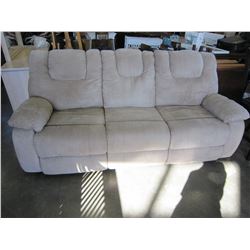 BEIGE MICROFIBER RECLINER SOFA