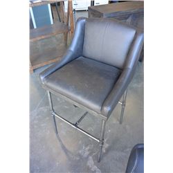 NEW ASHLEY INDUSTRIAL BASE WITH DARK LEATHER BAR STOOL RETAIL $362