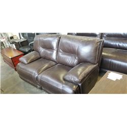 ASHLEY DARK BROWN STITCHED GENUINE LEATHER POWER RECLINING LOVE SEAT RETAIL $2230