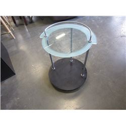 2 TIER ROUND GLASS TOP TROLLEY