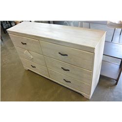 ASHLEY DISTRESSED WHITE 6 DRAWER DRESSER RETAIL $799