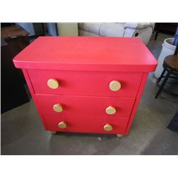 BRIGHT RED 3 DRAWER DRESSER