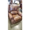 Image 3 : ASHLEY BROWN GENUINE LEATHER POWER RECLINING LOVESEAT AND ROCKING MANUAL RECLINE ROCKER RETAIL $2599