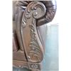 Image 3 : ASHLEY FLOOR MODEL BROWN LEATHER AND CARVED ROLLED ARM SOFA RETAIL $1699