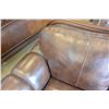 Image 4 : ASHLEY FLOOR MODEL BROWN LEATHER AND CARVED ROLLED ARM SOFA RETAIL $1699