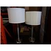 Image 1 : PAIR OF BRUSHED METAL TABLE LAMPS