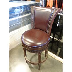 ASHLEY CARVED MAHOGANY SWIVEL BAR STOOL RETAIL $189