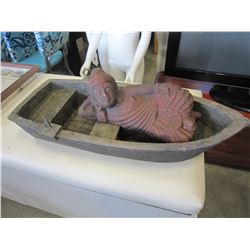 RESIN YARD ART BOAT AND FIGURE