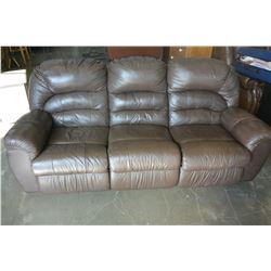 BROWN LEATHER RECLINER SOFA