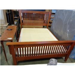 QUEENSIZE MISSION OAK BED FRAME, BOX SPRING NOT INCLUDED