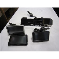 CLIP-ON ELECTRIC 7 REAR VIEW MIRRO/DASH CAM AND 3 GARMIN GPS