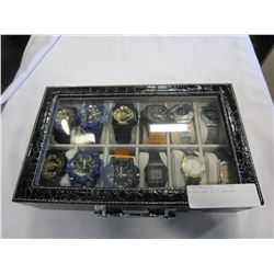 BLACK CASE OF 12 WATCHES