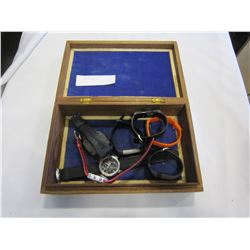 WOOD CASE OF WATCHES