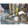 Image 1 : OWL MAGNIFYING GLASS, BRASS EGG, MINI OIL LANTERN, HANDCUFFS, AND METAL SMOKING PIPE