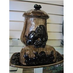 ARNELS CERAMIC MUSHROOM COOKIE JAR AND BUTTER DISH